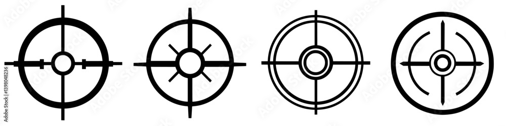 Poster vector hand draw target designs featuring four unique styles and patterns suitable for various artis