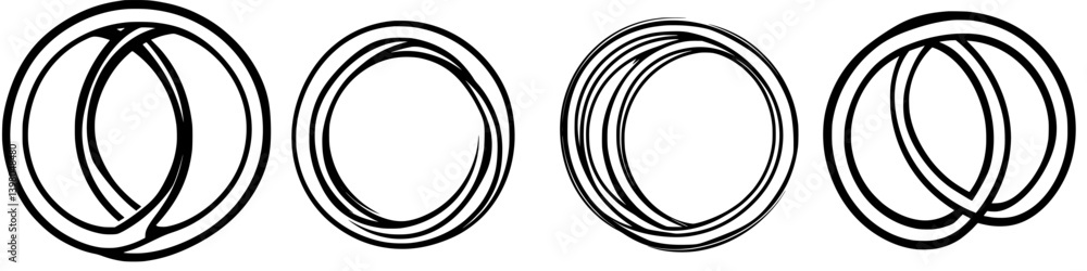 Poster intricate vector hand draw of interconnected circles showcasing dynamic movement and flow in abstrac