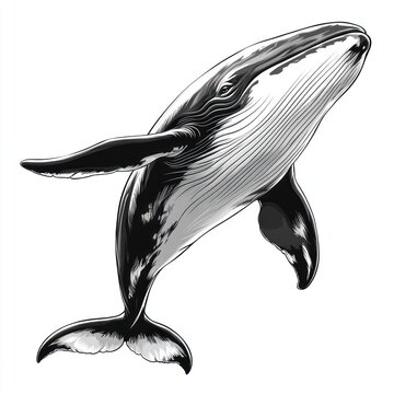 Leaping whale ocean graphic design illustration