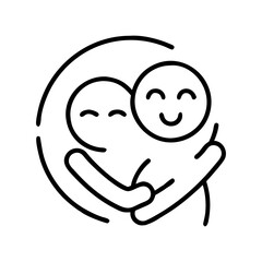 Fototapeta premium Loving Embrace Icon with Smiling Characters 