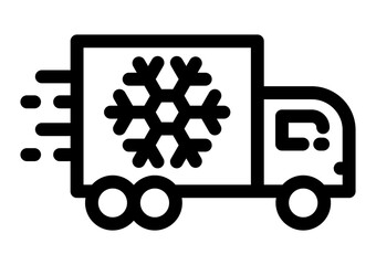 icon of a refrigerated delivery truck representing frozen seafood or cold-chain transportation.