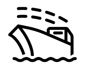 icon of a fishing boat at sea representing seafood sourcing or ocean transport.
