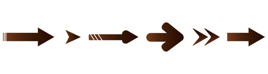 Set of Brown Arrow Icons for Directional Concept Design