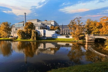 Autumn in Riga, view of the city channel