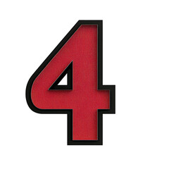Obraz premium bold red number four with black outline stands out against transparent background, creating striking and modern design