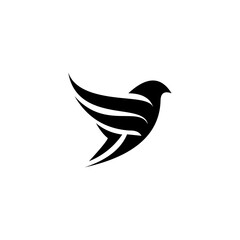 Abstract Black Bird Silhouette: Minimalist Vector Design