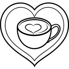 Minimal Coffee Cup with Heart Outline
