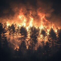 Forest Fire at Night