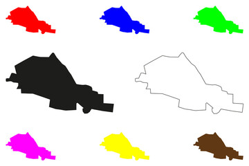 Hisar city (Republic of India, State of Haryana) map vector illustration, scribble sketch Hissar map