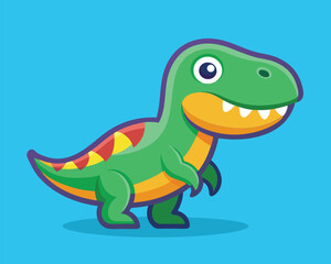 Cute Green Dinosaur Cartoon Illustration