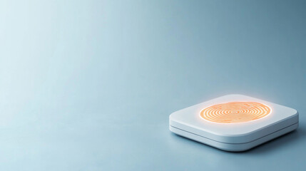 modern digital fingerprint scanner with glowing circular design, showcasing advanced technology and security features