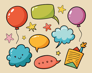 Colorful Party Balloons and Speech Bubbles Illustration