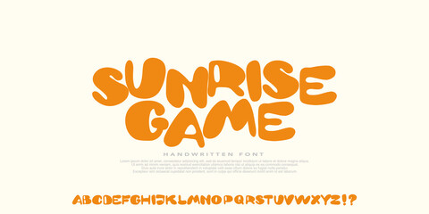 Playful cartoon Font, funky typeface Uppercase,children's artwork, creative alphabet font, birthday invitations, playful branding, and carnival typography. Vector illustration