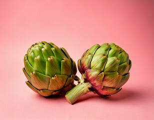 Fototapeta premium Artichokes on pink background