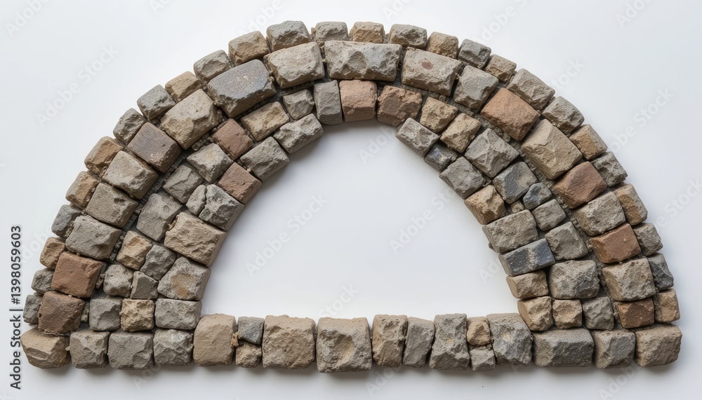 Poster artistic stone arch design installation contemporary art gallery visual art display minimalistic env