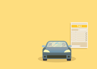 Car with tax bill.Tax return car export.Vector illustration
