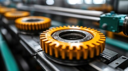 Fototapeta premium Close-up of Industrial Gears in a Factory Setting