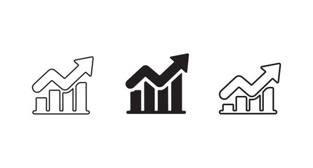 Three Variations of an Upward Trend Graph Icon