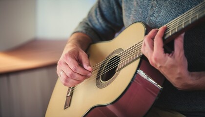 Fototapeta premium Fingers playing a guitar strings