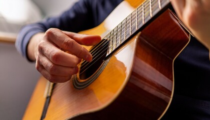 Fototapeta premium Fingers playing a guitar strings