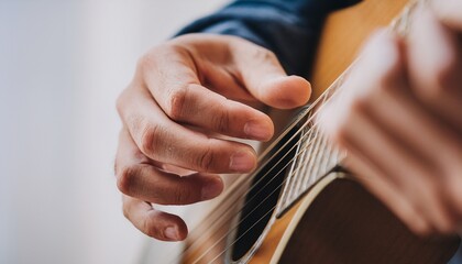 Fototapeta premium Fingers playing a guitar strings