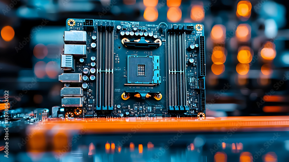 Aufkleber closeup of advanced computer chip on circuit board