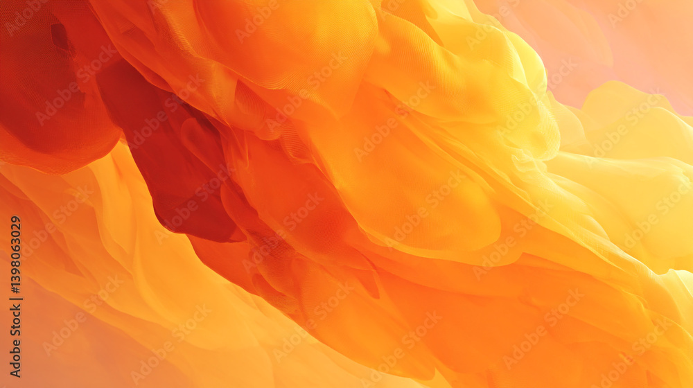 Poster abstract orange and yellow cloudscape with soft gradients and smooth transitions in a dreamlike scen