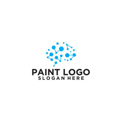 Abstract Blue Technology Logo Design with Dots and Lines