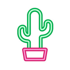 Neon Green Cactus in Pink Pot Illustration