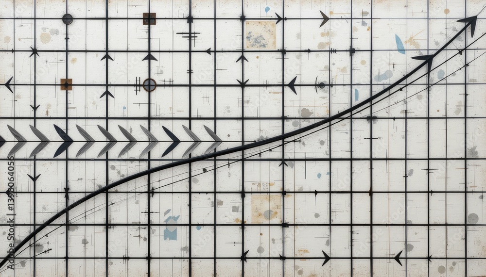 Poster analyzing growth patterns in graphical data digital workspace infographic design minimalist environm