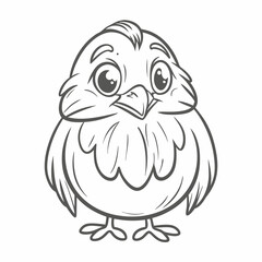 Cute Cartoon Robin Bird Outline Illustration