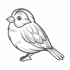 Reed Bunting Bird Line Art Illustration
