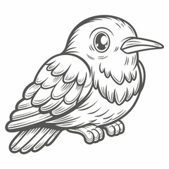 Cute Bird Line Art Illustration Vector