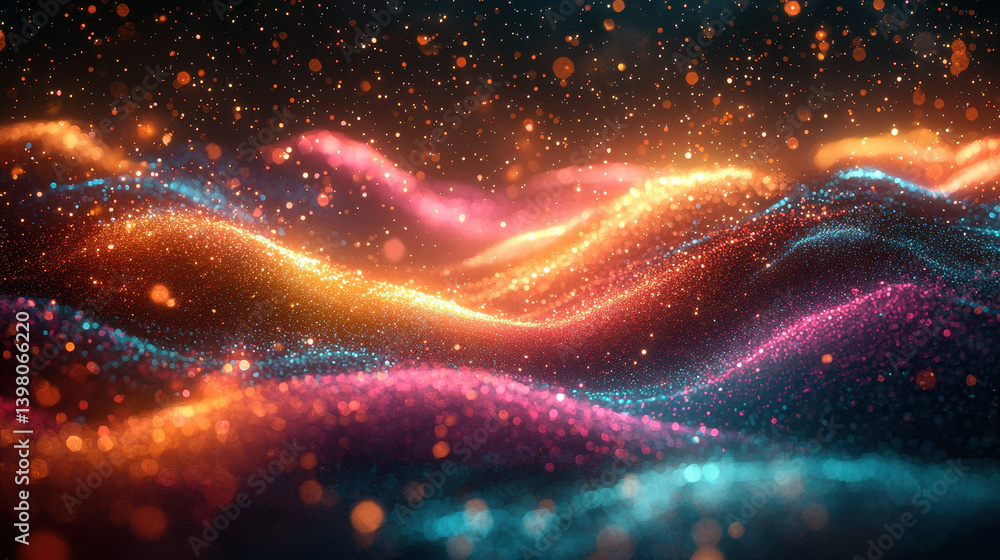 Aufkleber intricate digital representation of majorana fermion field showcasing particle-wave duality in a vib