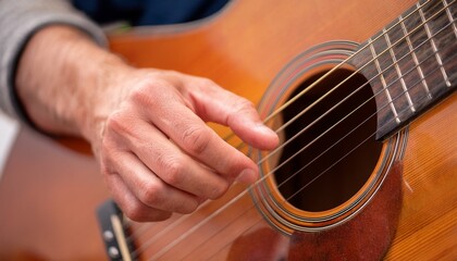 Fototapeta premium Fingers playing a guitar strings