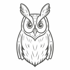 Stylized Long-Eared Owl Line Art Illustration