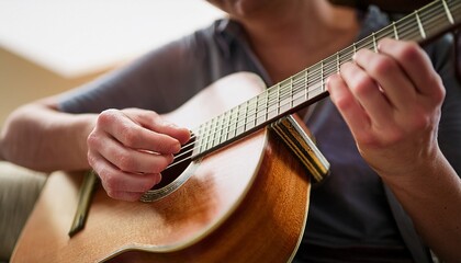 Obraz premium Fingers playing a guitar strings