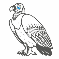 Cartoon King Vulture Illustration with Blue Eye