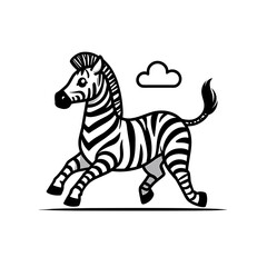 Cartoon Zebra Galloping with Cloud Background