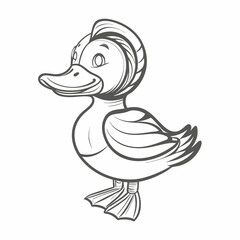 Cartoon Hooded Merganser Duck Outline Illustration