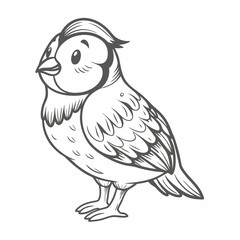 Horned Lark Line Art Illustration, Bird Drawing