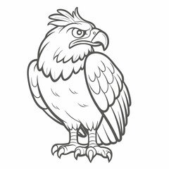 Cartoon Harpy Eagle Illustration Outline Vector