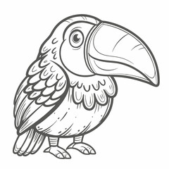 Cute Hawfinch Bird Outline Vector Illustration