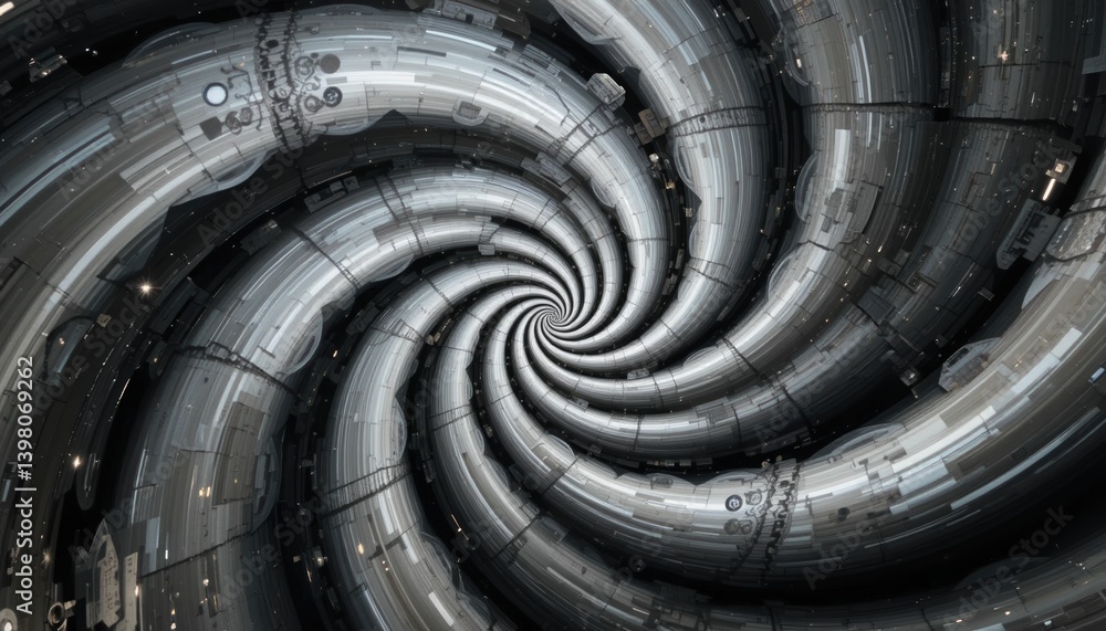 Aufkleber exploring the cosmic spiral journey digital art sci-fi environment abstract view whimsical concepts 