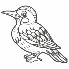 Fototapeta premium Cartoon Green Woodpecker Outline Illustration