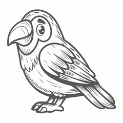 Obraz premium Cute Cartoon Grosbeak Bird Line Art Illustration