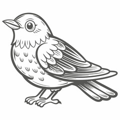 Fieldfare Bird Outline Vector Illustration