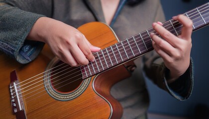 Obraz premium Fingers playing a guitar strings