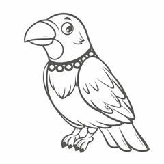 Cartoon Evening Grosbeak Outline Illustration