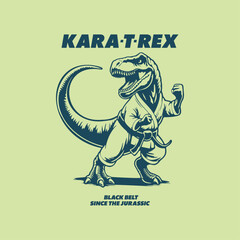Karate T-Rex Dinosaur – Funny Martial Arts Illustration in Gi